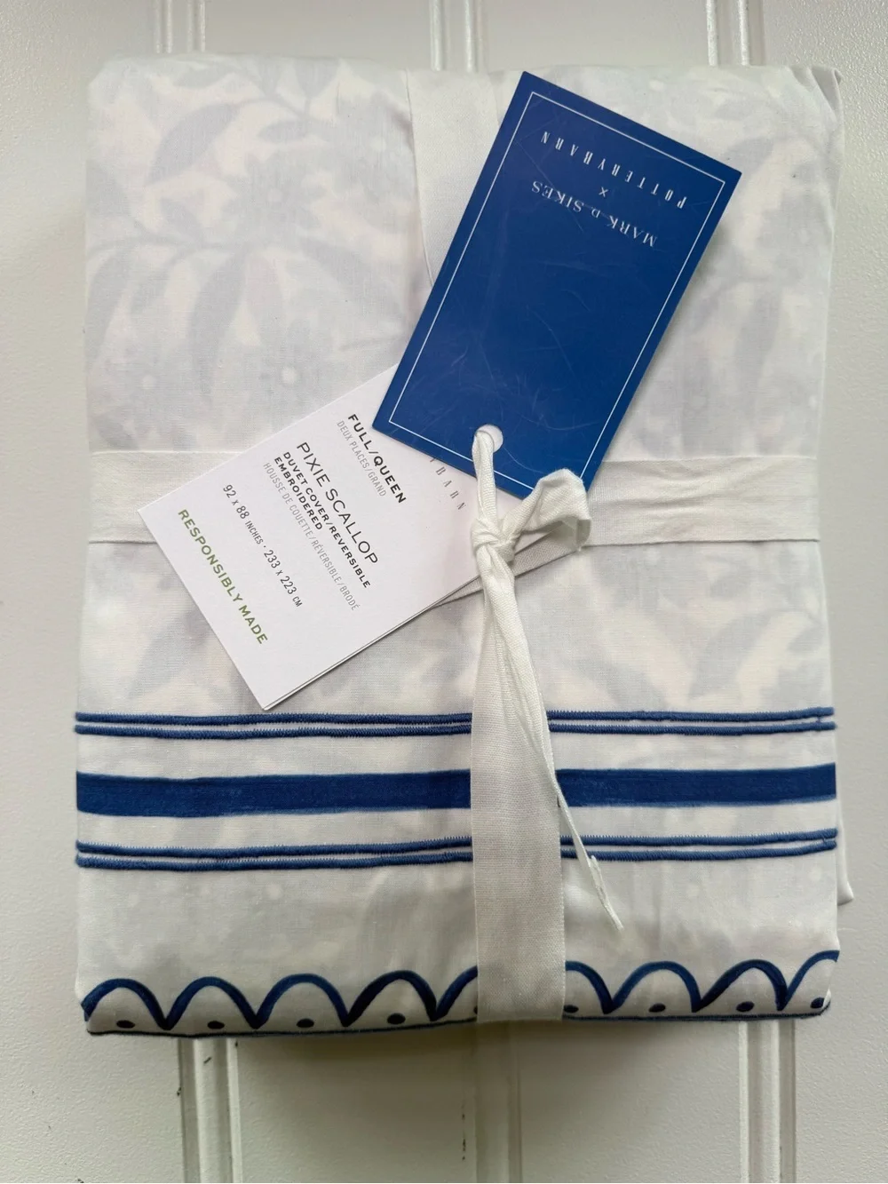 Pottery Barn Mark D. Sikes Pixie Scallop Duvet Cover Reversible Full/Queen 3068